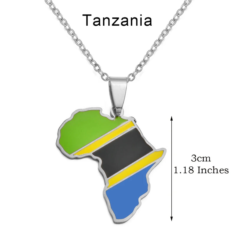 Anniyo 3CM Hip-hop Africa Map Pendant Necklaces Stainless Steel Algeria Morocco Egypt Tunisia Libay Jewelry