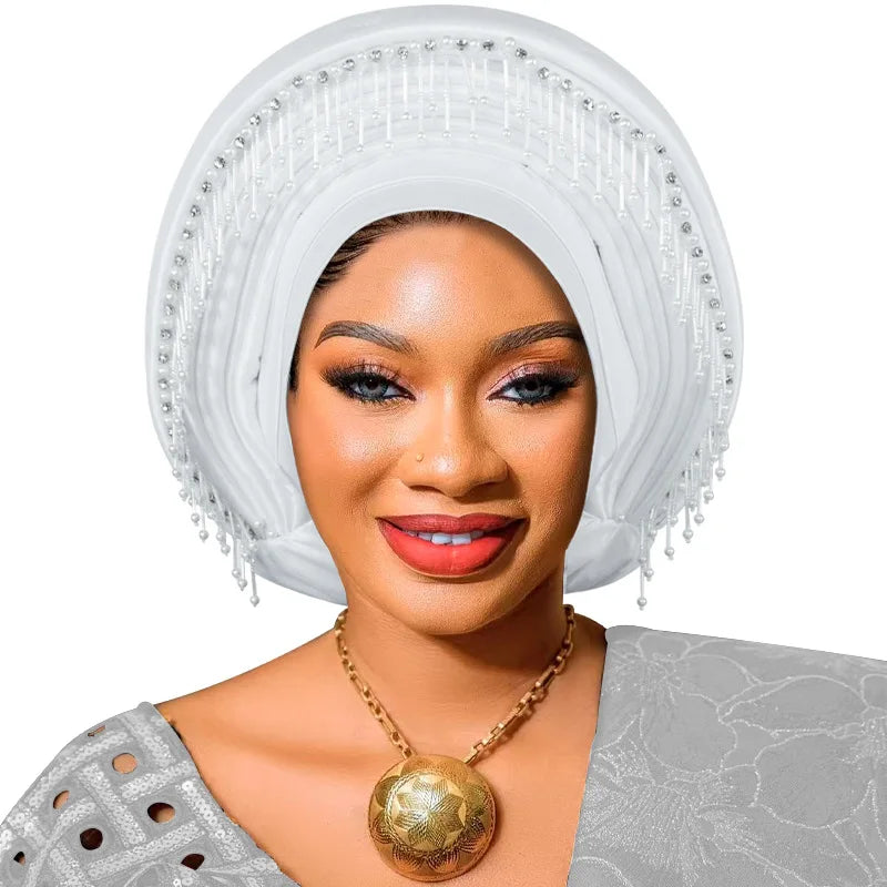 Already Made African Headtie Women's Turban Cap Female Head Wraps Nigeria Wedding Auto Geles Party Headwear Hat African Headtie