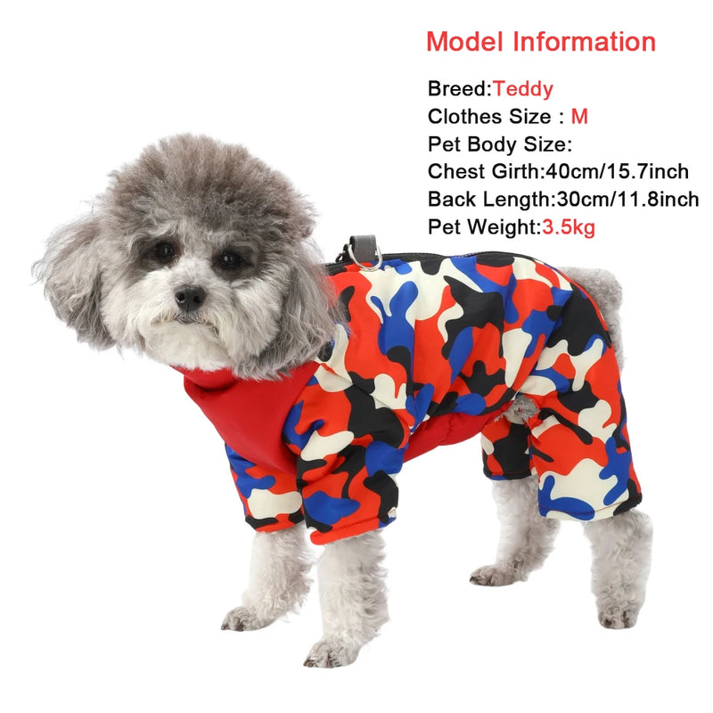 Winter Fleece Dog Jumpsuit Warm Overalls For Small Medium Dogs Jacket Waterproof Pet Clothes Puppy Coat With D-ring Chihuahua