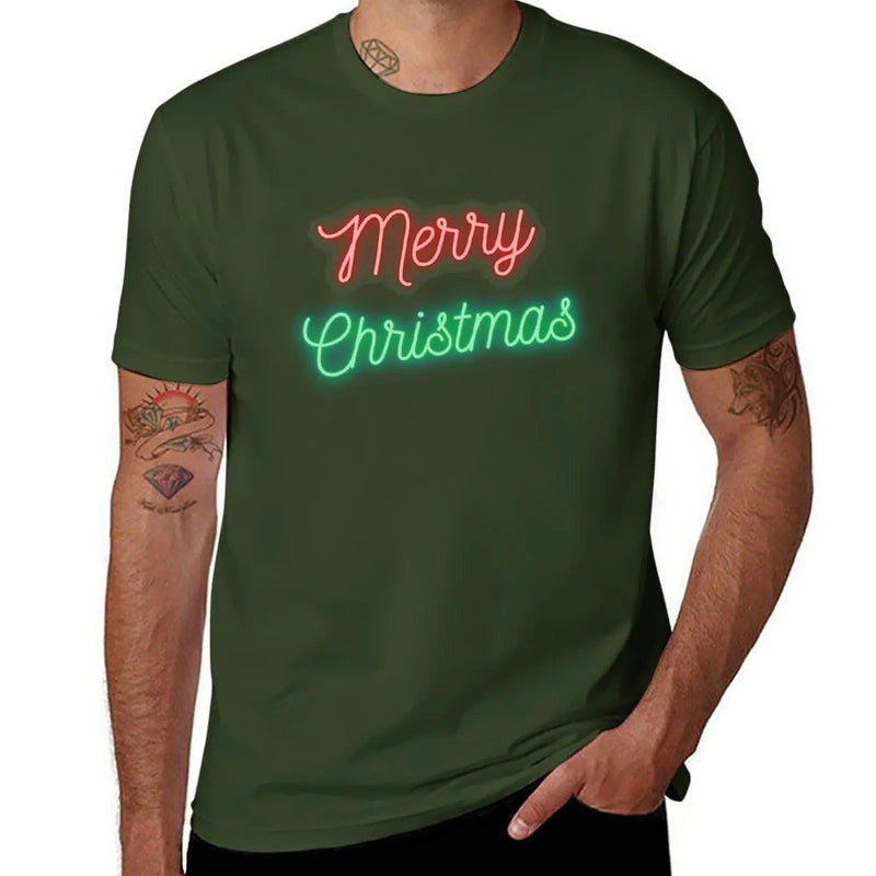 Merry Christmas LED Lights T-Shirt summer tops tops clothes for men