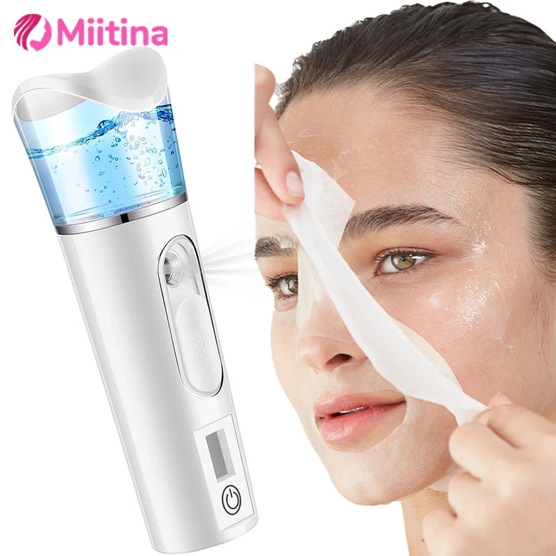 Pulverizador de névoa portátil nano instrumento beleza mini umidificador hidratante cuidados com a pele display led portátil novo rosto vapor nebulizador