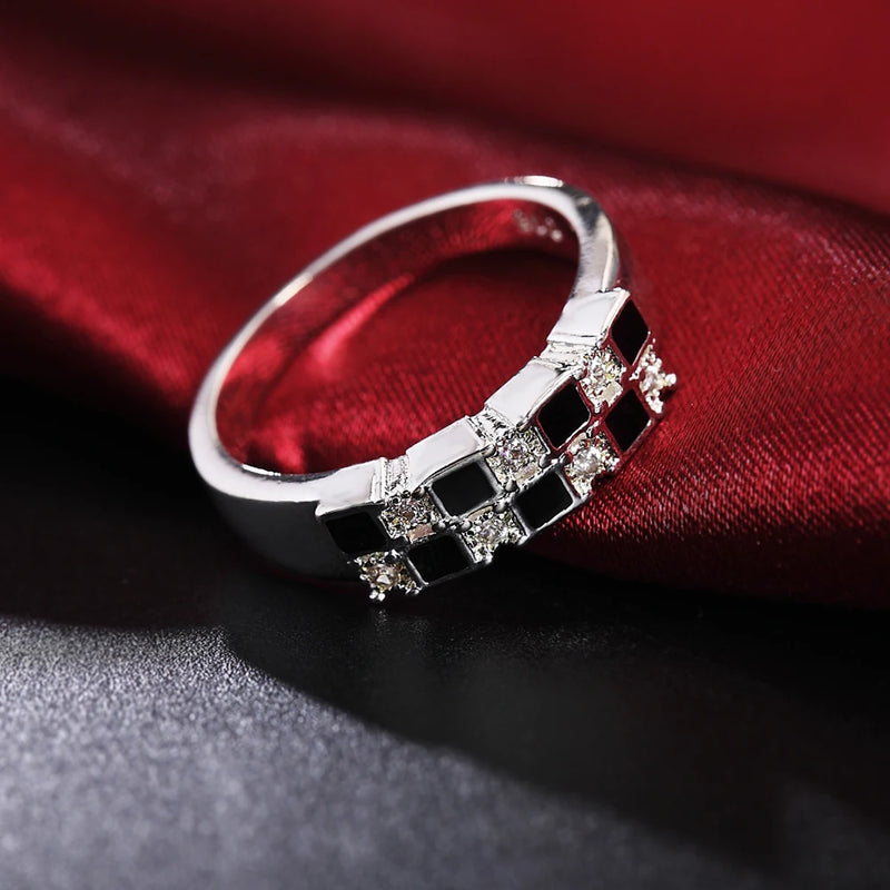 Charm 925 Sterling Silver Zircon Black 7-10
