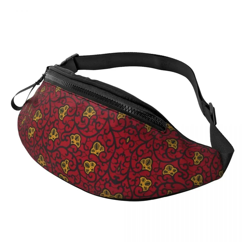 African Kente Cloth Design Fanny Pack for Men Women Africa Ethnic Pattern Crossbody Waist Bag Cycling Camping Phone Money Pouch