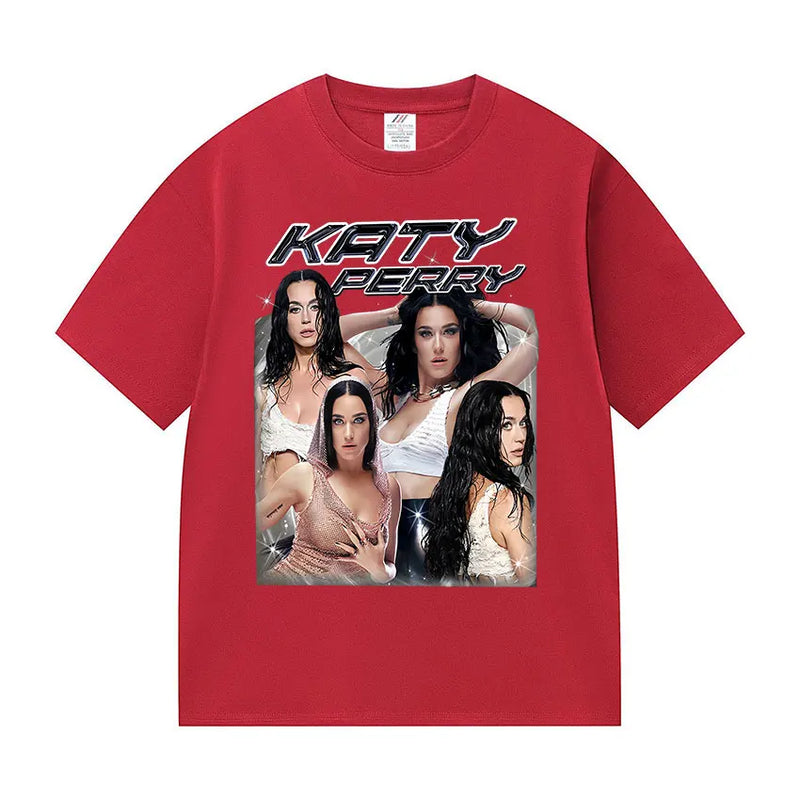 Singer Katy Perry The Lifetimes Tour 2025 Graphic T-Shirt Men Women's Fashion Harajuku T-Shirts Vintage Oversized Cotton T Shirt