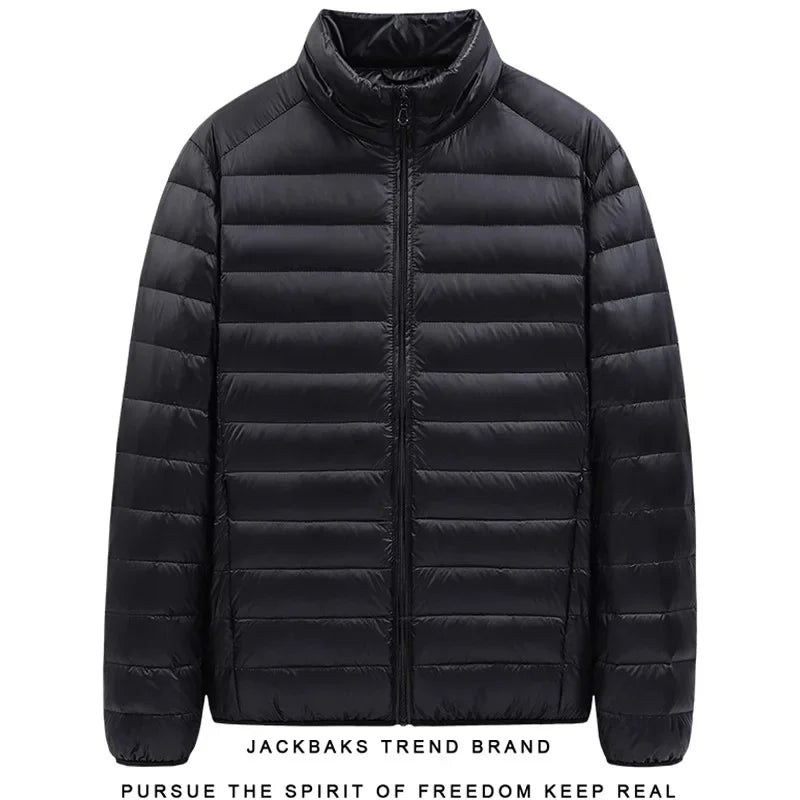 Hooded Cotton-Padded Men's Coat For Autumn Winter Plus Size Loose-Fit Cropped Stand Collar Lightweight Casual Warm Feather Jacke