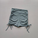 Cintura alta sexy shorts de fitness alças com cordão secagem rápida correndo calças de três peças mulheres pêssego nádegas esportes calças quentes