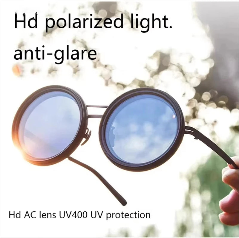 Feito à mão nd9 retro punk polarizado masculino redondo ajustável óculos de sol feminino uv anti uv pesca óculos de sol filtro nd
