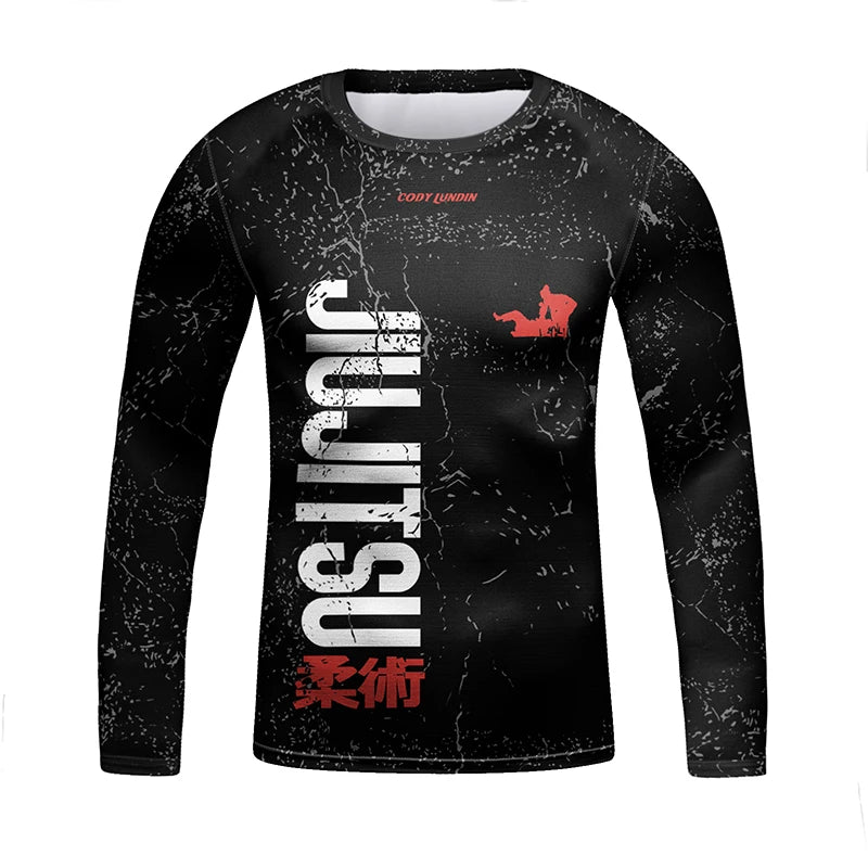Nova criança jiu jitsu mma rashguard camiseta + calça + shorts 3d bjj gi kickboxing camisas apertadas meninos crianças muay thai boxe roupas esportivas