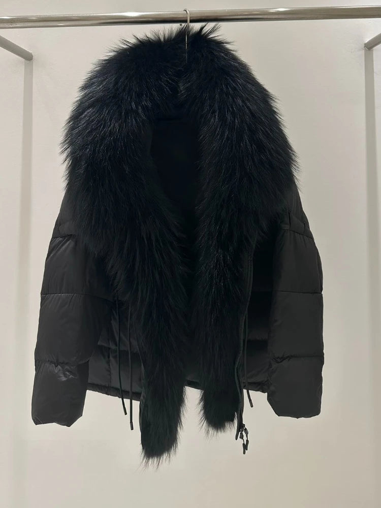 OFTBUY Thick Warm White Duck Down Coat Waterproof Parka 2025 New Oversized Raccoon Fur Collar Winter Puffer Hooded Jacket Women