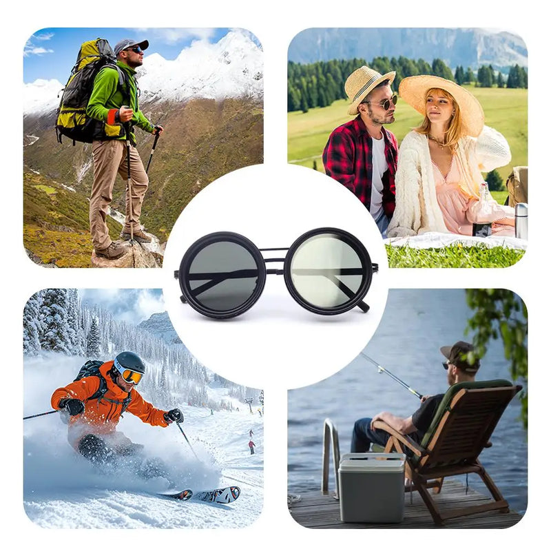 Feito à mão nd9 retro punk polarizado masculino redondo ajustável óculos de sol feminino uv anti uv pesca óculos de sol filtro nd