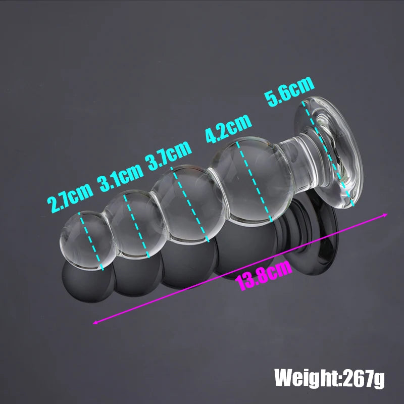 Nova bola vagina grande pirex contas de cristal vidro butt plug grande anal vibrador grânulo falso adulto masturbar brinquedos sexuais para mulheres homens gay