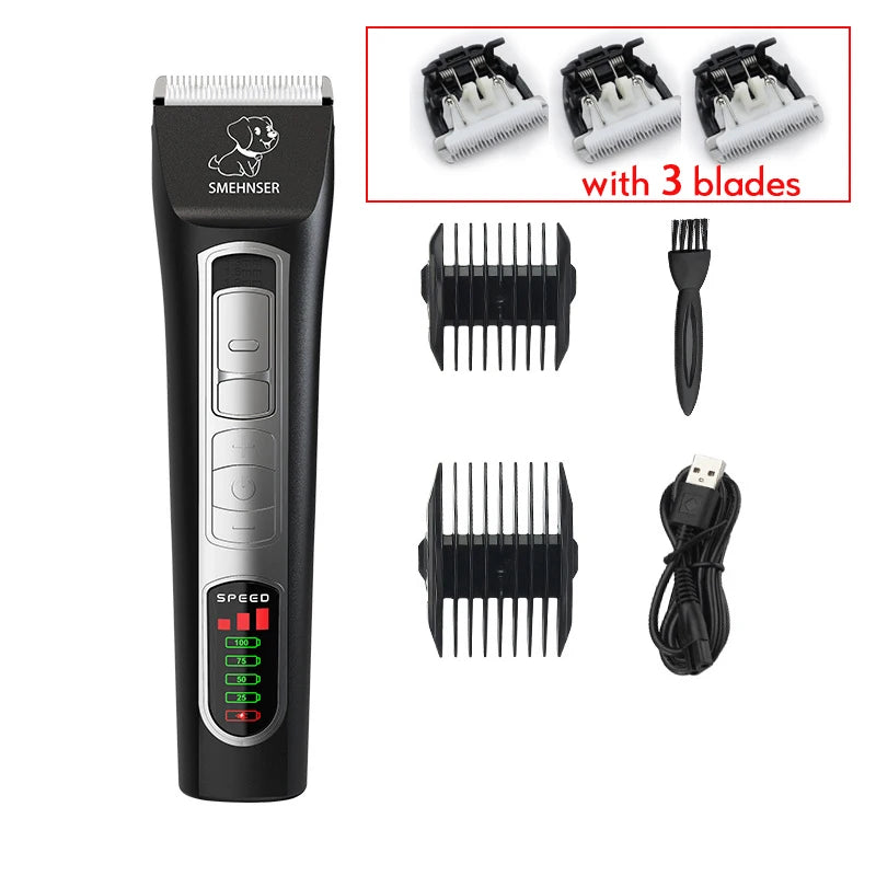 Profissional High Power Dog Hair Cutter, Low Noise Pet Trimmer, Grooming Clippers com guarda pentes para animais