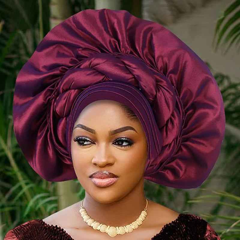 African Female Turban Cap Women Autogele Headtie Nigeria Fan Geles Wedding Party Head Wraps Headwear Bonnet Hijab Hat Headscarf