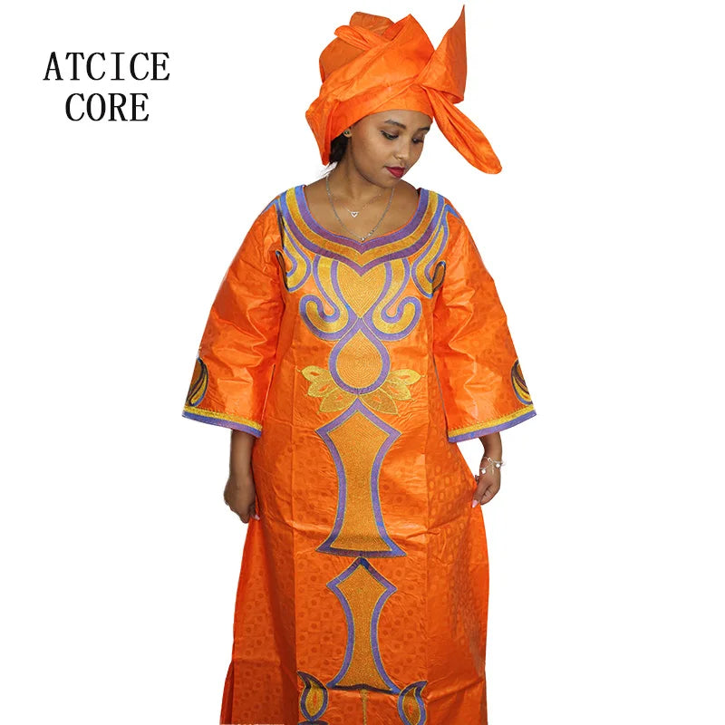 Vestidos Africanos para Mulher, Conjuntos de roupas, Bazin Riche, Bordado Design, Vestido longo