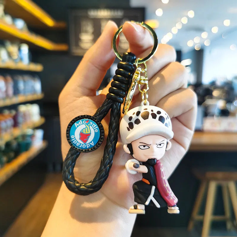 MINISO New Cool and Cute Cartoon Character Luffy Ace Keychain Couple Backpack Car Key Pendant Party Decoration Children's Gift