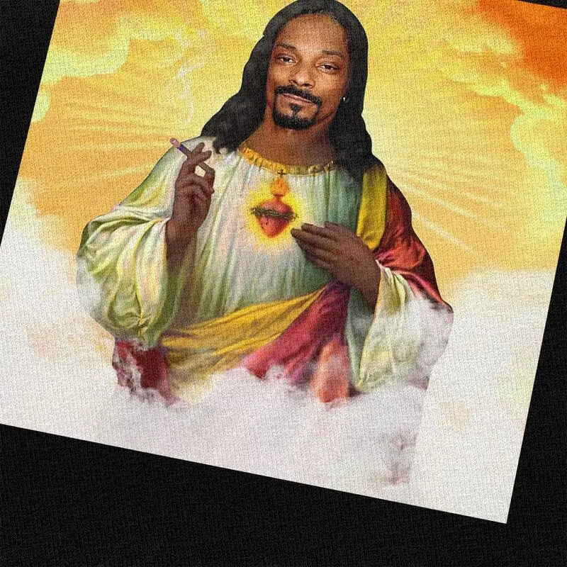 Custom Funny Saint Jesus Snoop Dogg Tshirt for Men Short Sleeve Leisure T Shirt Cool T-shirts Slim Fit 100% Cotton Tee Gift