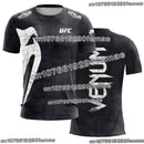 Camiseta masculina moderna UFC preta e branca verão casual gola redonda manga curta estampa 3D top para boxe treinamento fitness