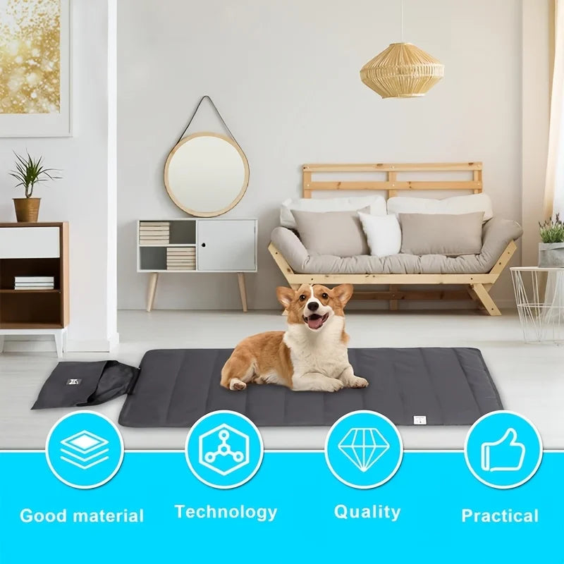 Tapete dobrável portátil para animais de estimação, 100x70cm, cachorro, gato, almofada de dormir com bolsa de transporte para casa, viagem, acampamento ao ar livre, conforto para todas as estações