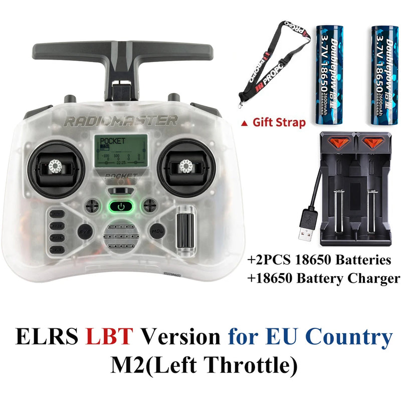 Radiomaster Pocket EdgeTX 2.4G Radio Controller FCC LBT (Mode2 Left-handed Throttle ) CC2500 / ELRS Hall Gimbal Transmitter