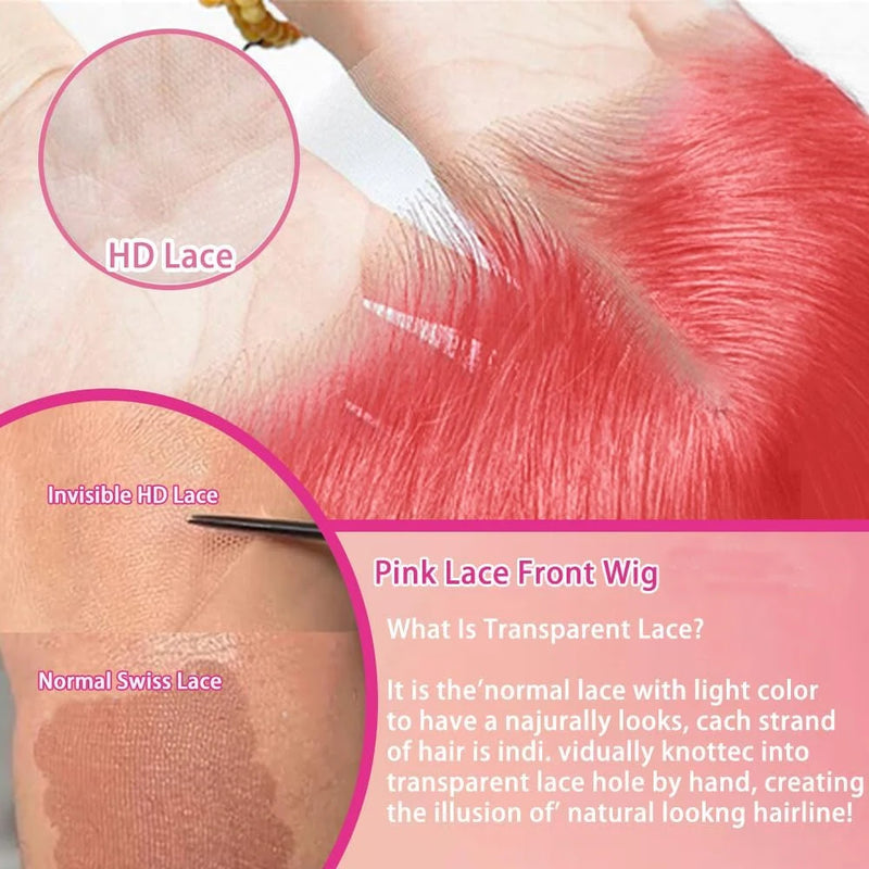 30 Inch Pink Lace Front Wigs Synthetic Body Wave Hd Transparent Lace Frontal Wigs for Women Light Pink Colored Wig Pre Plucked