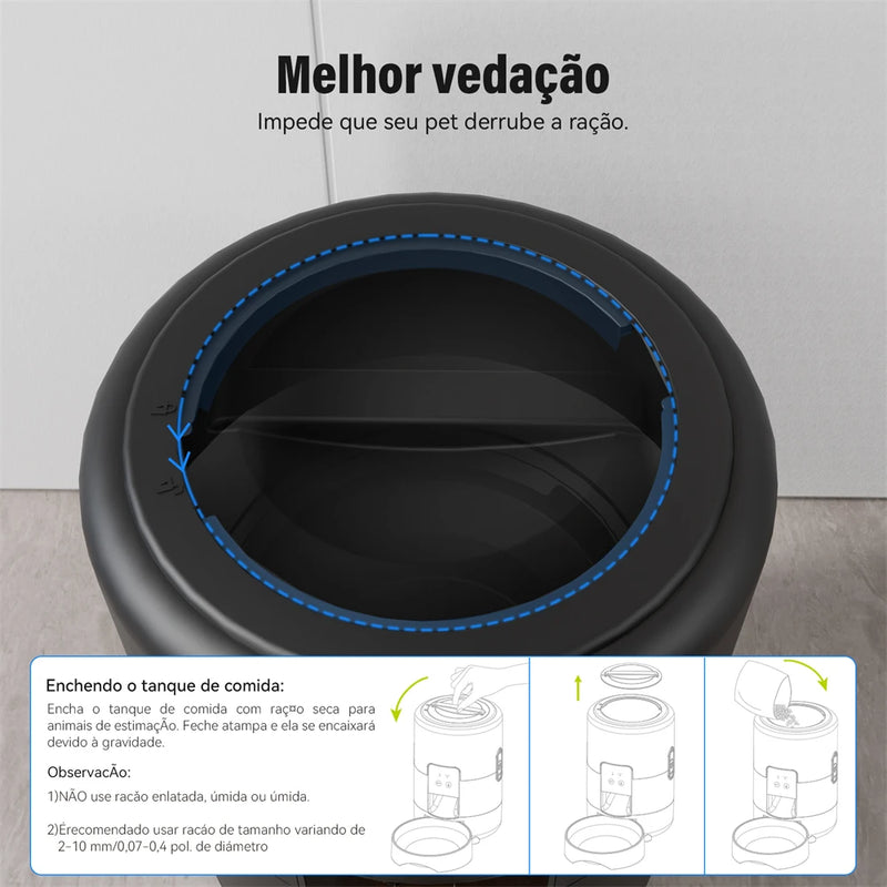 Newpet Alimentador Automático para Gatos Alimentador para Animais de Estimação Tuya APP  Alimentador Inteligente para Cães 2L Adequado para Animais de Estimação de Pequeno e Médio Porte Alimentador Automático