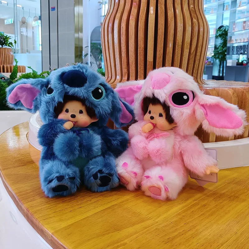 Disney20cm Monchhichis Transform Stitch Mickey Totoro Kiki Plush Toy Kawaii Stellalou Linabell Plushies Stuffed Doll Kids Gifts