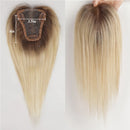 Toppers de cabelo humano 100% real para mulheres ombre marrom loiro topper de cabelo 3.5*4 polegadas base de renda clipe em extensões de cabelo para perda de cabelo