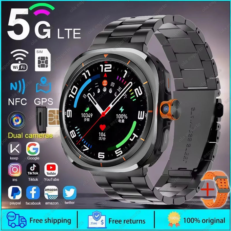 2025 novo relógio inteligente 4g/5g sim completo netcom wifi nfc gps 32gb relógios para homem 32gb de armazenamento câmera hd smartwatch para ios/android