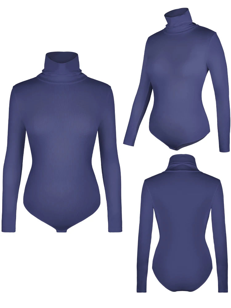 Body feminino de gola alta, manga comprida, modelador de barriga, controle de barriga, modelador de corpo, roupa de rua feminina, roupas quentes, outono inverno