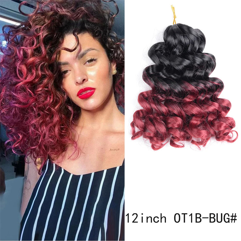 12Inch Water Wavy Synthetic Crochet Hair Ombre Hawaii Afro Curls Braiding Hair Extensions For Women Ocean Wave Hair