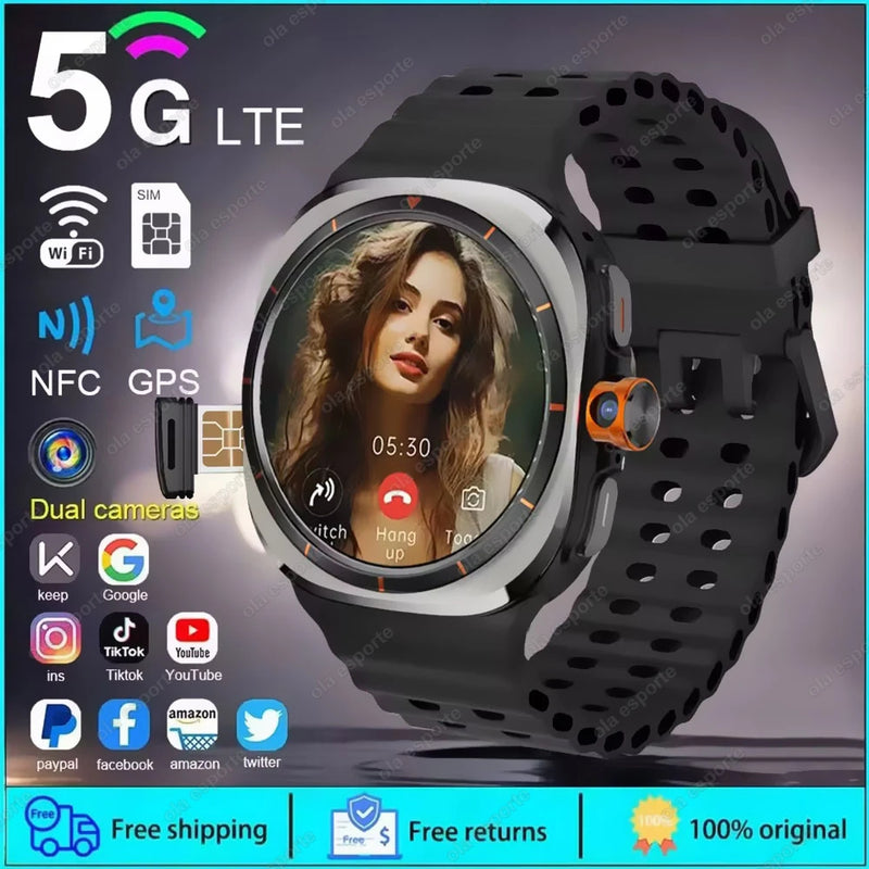 2025 novo relógio inteligente 4g/5g sim completo netcom wifi nfc gps 32gb relógios para homem 32gb de armazenamento câmera hd smartwatch para ios/android