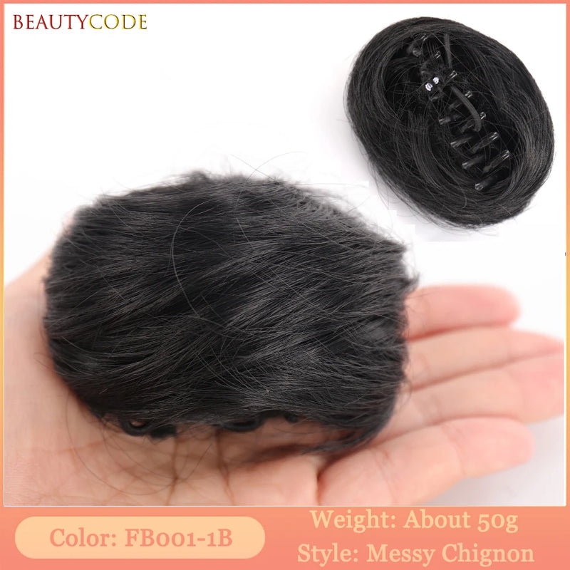 BEAUTYCODE Synthetic Clip-on Hair Bun Elastic Band Hair Messy Chignon Extension Scrunchie Hairpiece For Women and Kids