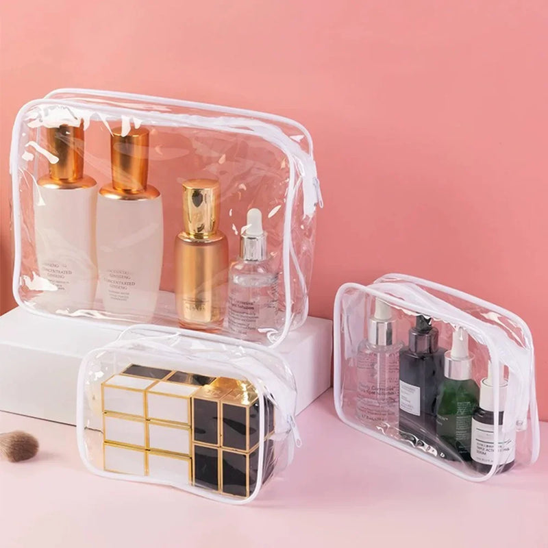 3pcs Portable Travel Wash Bag Female Transparent Waterproof Makeup Storage Pouch Large Capacity Cosmetic Organizer Women Case
