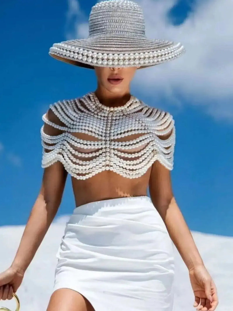 Xale de Corrente Corporal Pérola de Noiva, Roupas Femininas, Jóias, Adequado para Casamentos e Festas, Festa e Banquetes, 1Pc