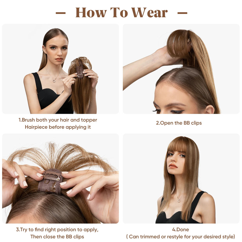 Clipe sintético em cobertura de cabelo com franja, reto, sobrecarga, natural, substituição invisível, capa branca estrondo, 10"