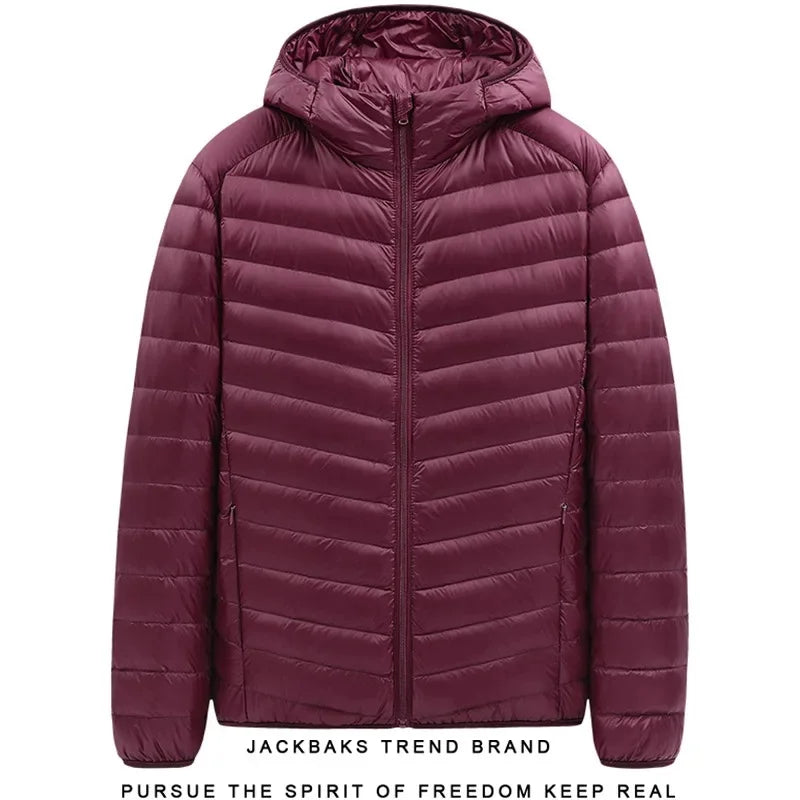 Hooded Cotton-Padded Men's Coat For Autumn Winter Plus Size Loose-Fit Cropped Stand Collar Lightweight Casual Warm Feather Jacke