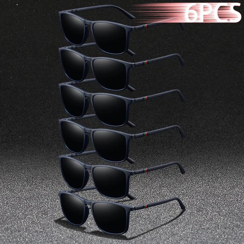 6 pçs moda quadrado uv400 óculos de sol das mulheres dos homens condução pesca caminhadas colorido na moda leve ao ar livre óculos