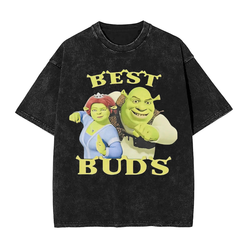 Swamped Shrek T Shirt Summer  Aesthetic T-Shirts Casual Trendy Cool Tshirt For Couple Short-Sleeved Design Top Tees