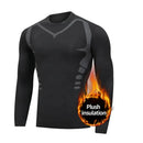 Roupa interior quente para homens, pelúcia e espessamento, à prova de água e sem costura, conjunto esportivo apertado, top outono e inverno