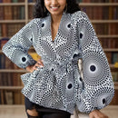 Roupas africanas para as mulheres 2024 verão africano com decote em v poliéster impressão manga longa camiseta feminina topo roupas africanas