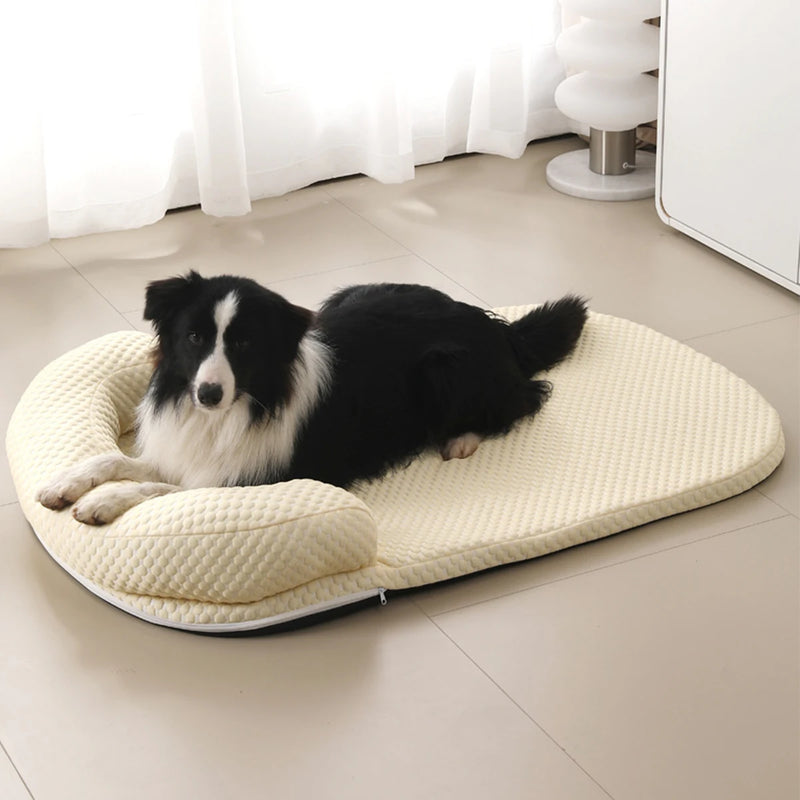 Cama grande para cães, respirável, primavera verão, resfriamento, antiderrapante, cama para gatos com travesseiro, tecido de seda gelada, cama para cães pequenos, almofada para animais de estimação