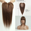 Toppers de cabelo loiro ombre para mulheres 100% remy cabelo humano topper com base de seda bang clipe em topper extensão de cabelo com cabelo fino