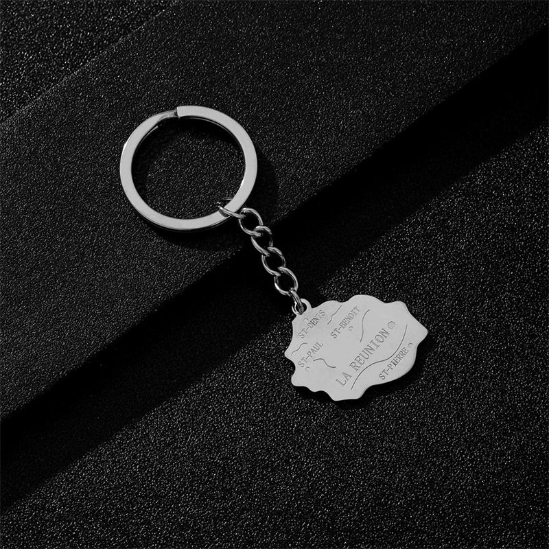 Fashion Reunion Island Map Pendant Necklace Stainless Steel For Women Girls Gold Silver Color Charm Female Choker Jewelry