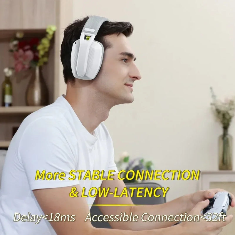 Binnune bw06 2.4ghz bluetooth gaming headset com microfone para ps5 ps4 pc mac playstation fone de ouvido sem fio para jogos com microfone