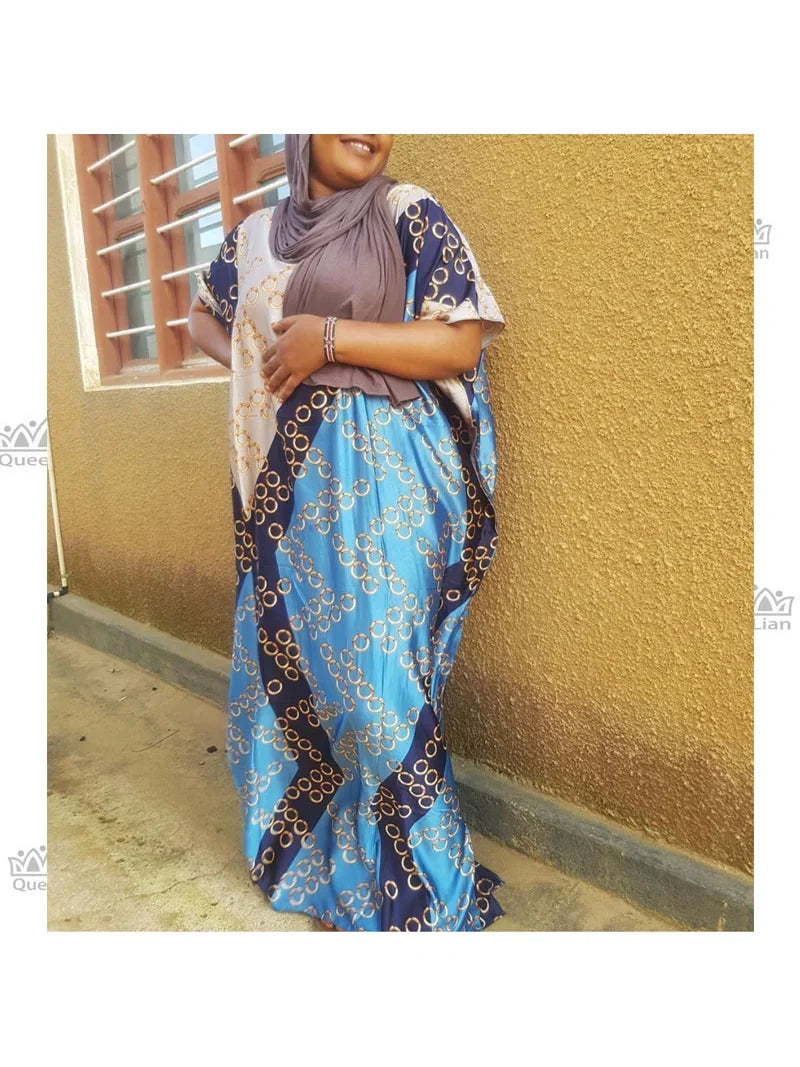 Vestido de festa tradicional africano dashiki com lenço para senhora, tamanho livre, chiffon, novo, super, impressão