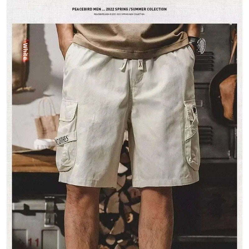 American Style Workwear Shorts Men's Summer New Multi-Pocket Solid Color Loose Trendy Sports Casual Five-Quarter Pants