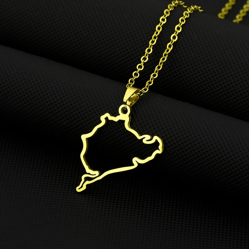 Fashion Germany Car Styling Racing Road Nurburgring Pendant Necklace for Men Women Girls Stainless Steel Jewelry