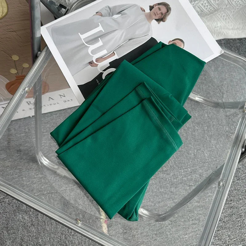 Estilo de natal 2 peças terno de yoga cor sólida ginásio conjunto de fitness cruz volta yoga topo pêssego bunda calças yoga pilates correndo terno