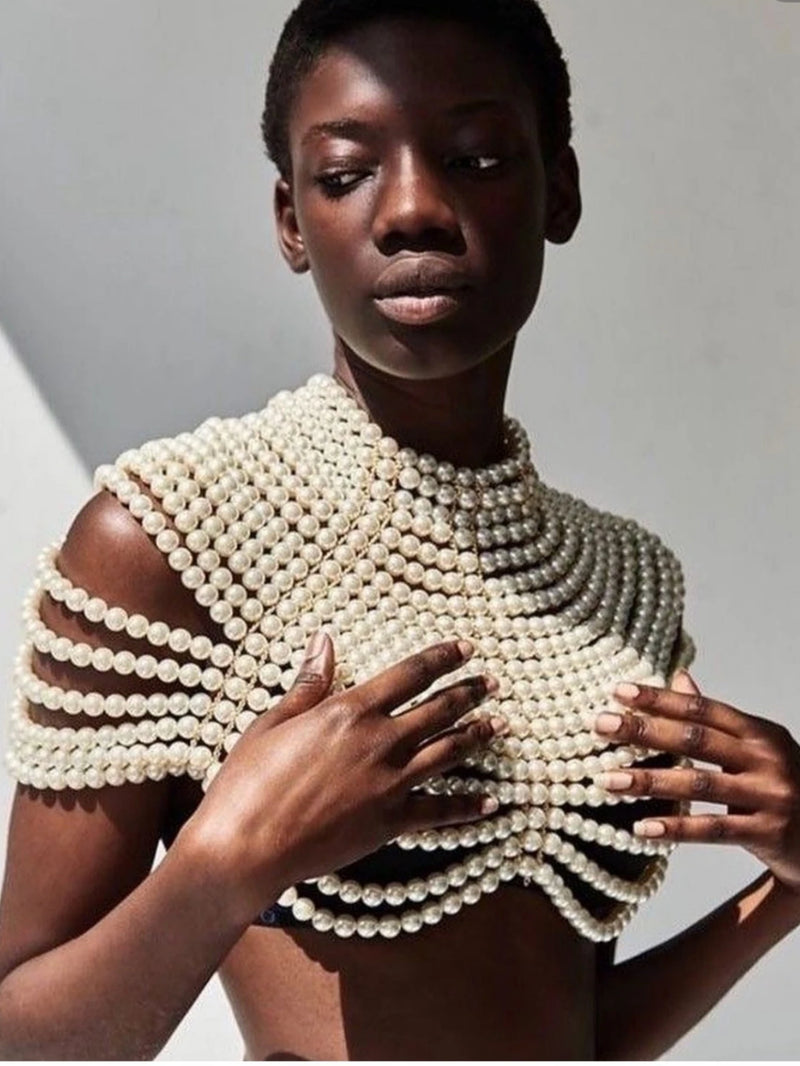 Xale de Corrente Corporal Pérola de Noiva, Roupas Femininas, Jóias, Adequado para Casamentos e Festas, Festa e Banquetes, 1Pc