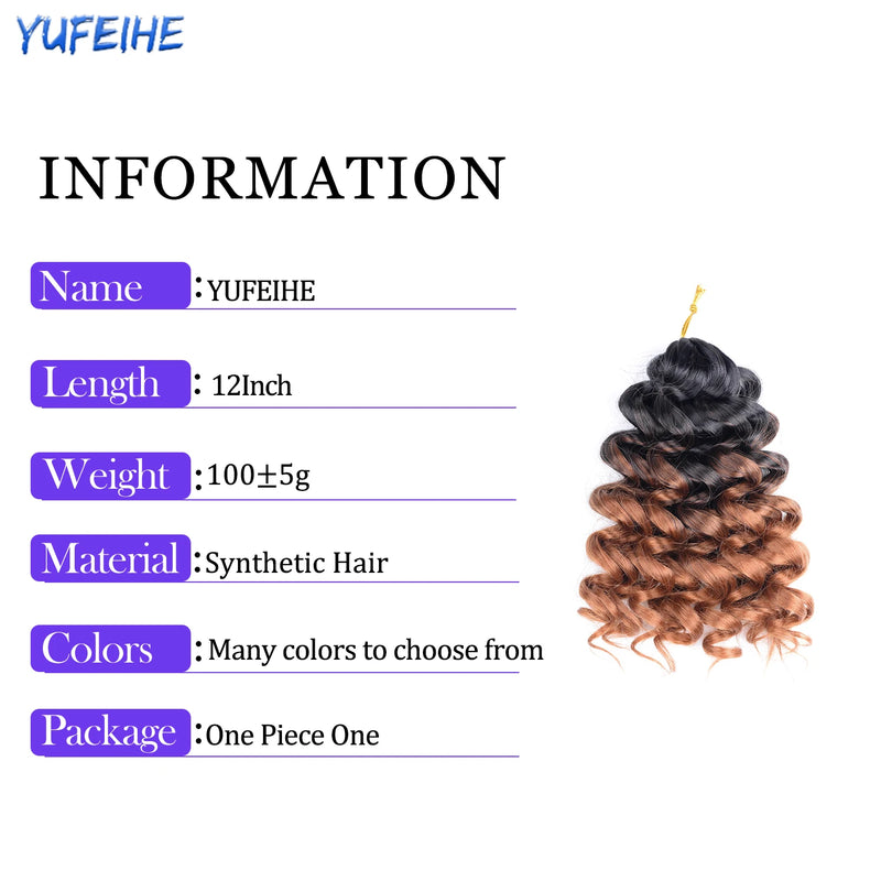12Inch Water Wavy Synthetic Crochet Hair Ombre Hawaii Afro Curls Braiding Hair Extensions For Women Ocean Wave Hair